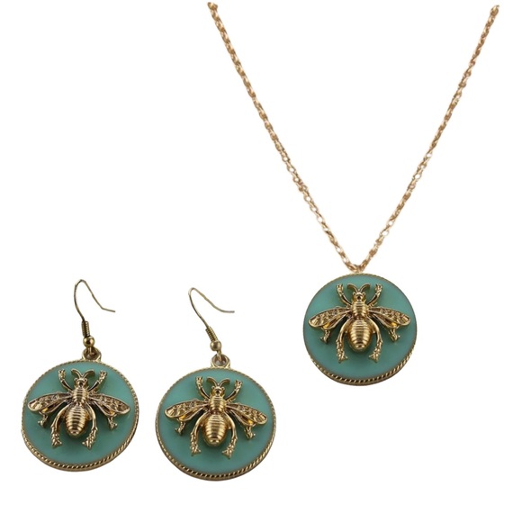 NWT Honey Bee Earrings | Gold + Emerald Green - Picture 11 of 16